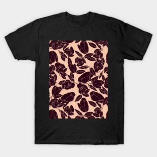 pattern with a silhouette of magnolia T-Shirt